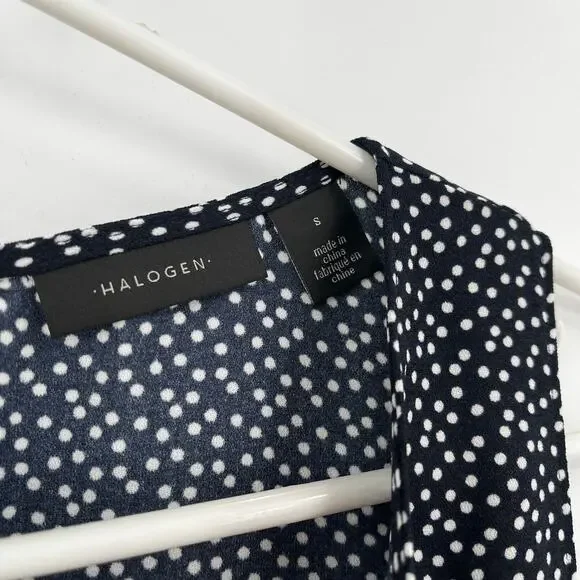 Halogen Polka Dot Swing Dress NWT Small Navy White Sleeveless A Line - Picture 3 of 7